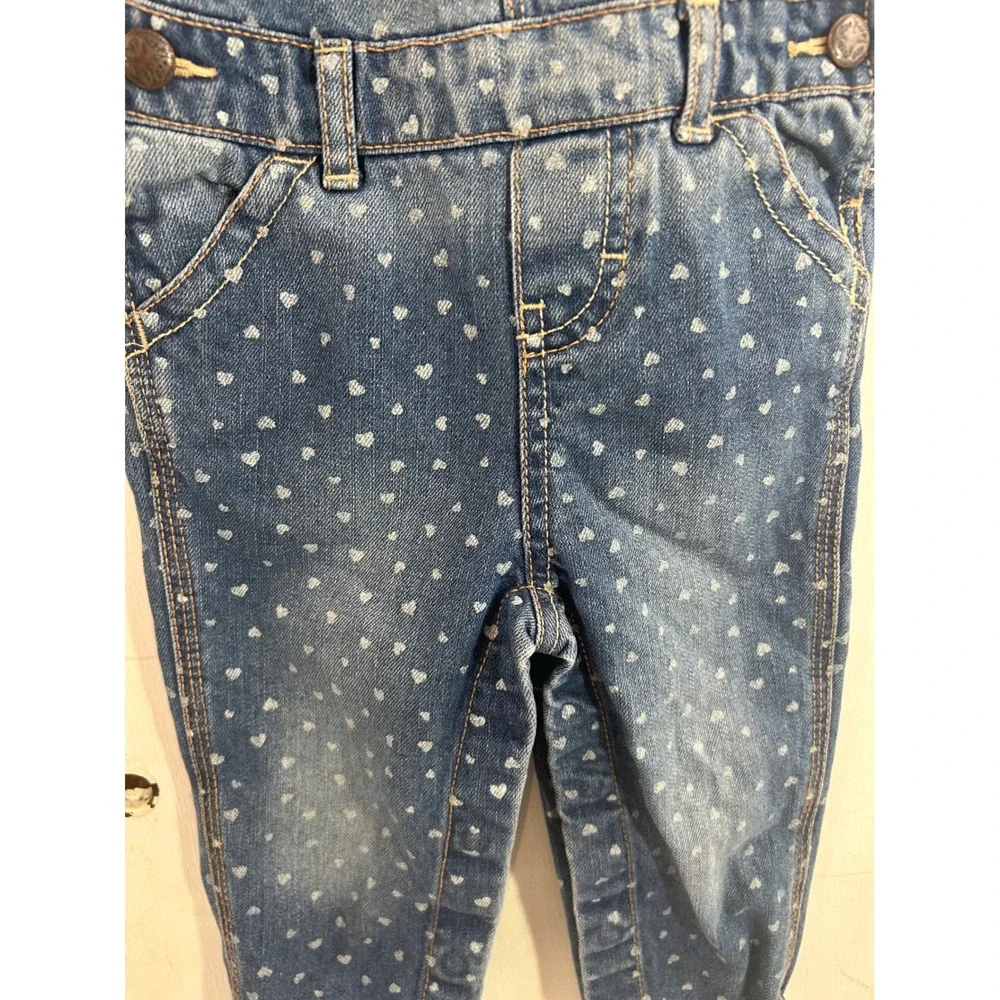 OshKosh B'gosh Overalls 18M Blue Heart Print Denim Bib Kids